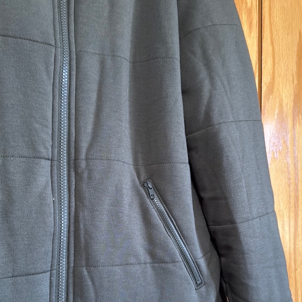 Olive Green Knit Puffer Jacket - Picture 3 of 5